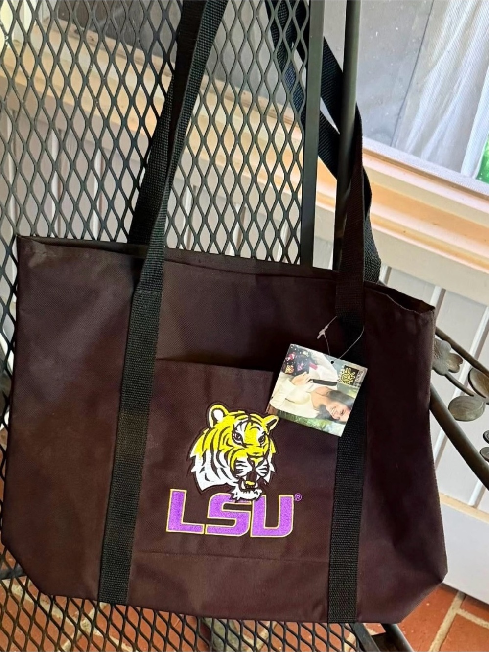 NEW WITH TAG LSU Canvas Tote Bag in BLACK with Tiger Logo NEW WITH TAGS